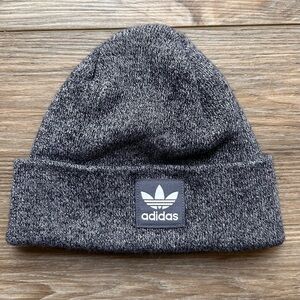 Adidas Gray Knit Hat with Trefoil Logo (One Size)